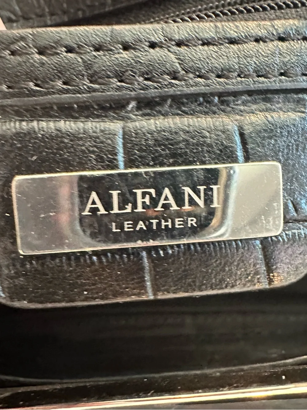 Alfani Black Leather Croc Embossed Clutch Wallet Evening Bag